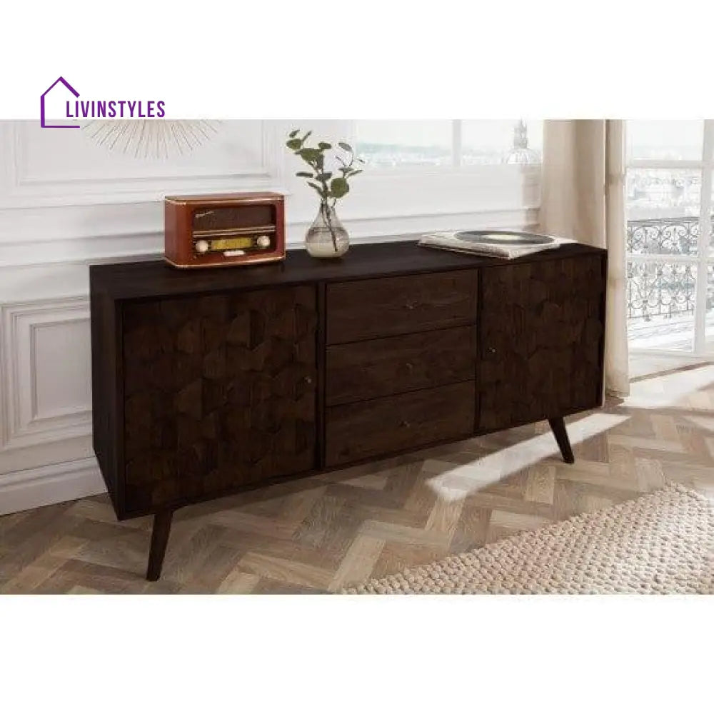 Sheesham Wood Geneva Sideboard With Three Drawer 145X40X75 Cm (Walnut Finish)