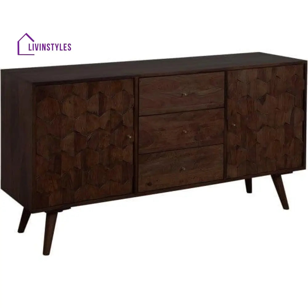 Sheesham Wood Geneva Sideboard With Three Drawer 145X40X75 Cm (Walnut Finish)