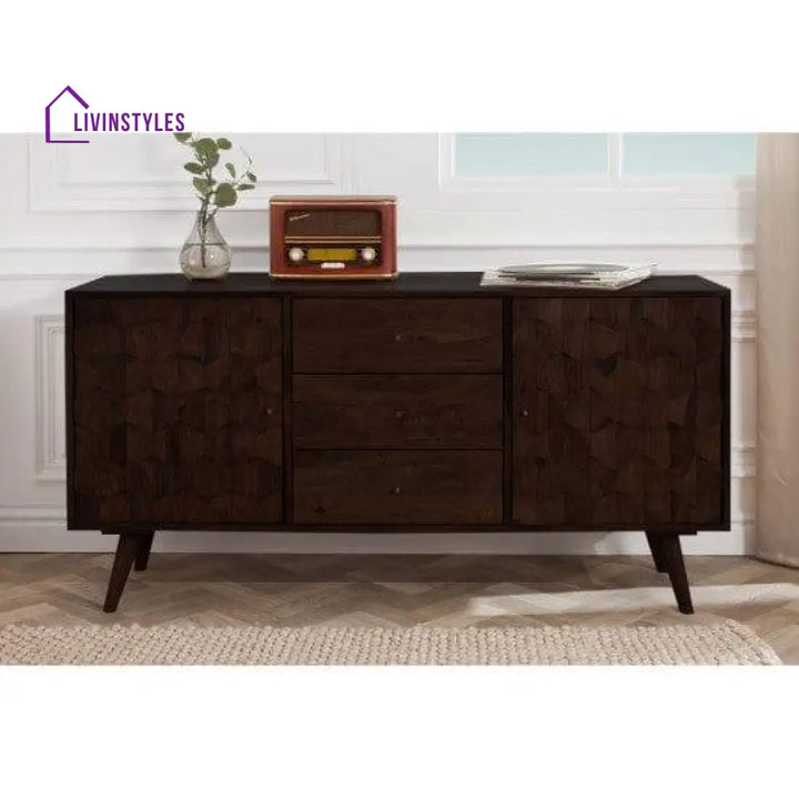 Sheesham Wood Geneva Sideboard With Three Drawer 145X40X75 Cm (Walnut Finish)