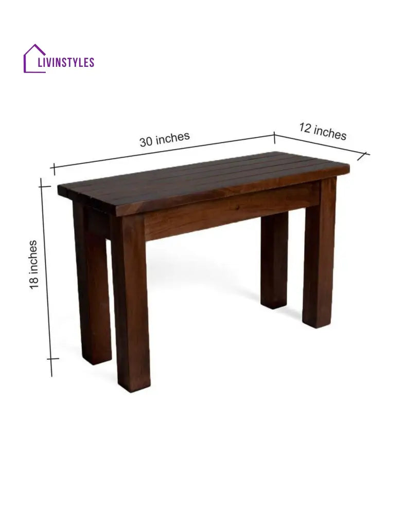 Sheesham Wood Hallway Bench In Walnut Finish