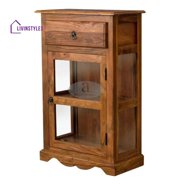 Sheesham Wood One Drawer Crockery Cabinet Small In Honey Finish Kitchen