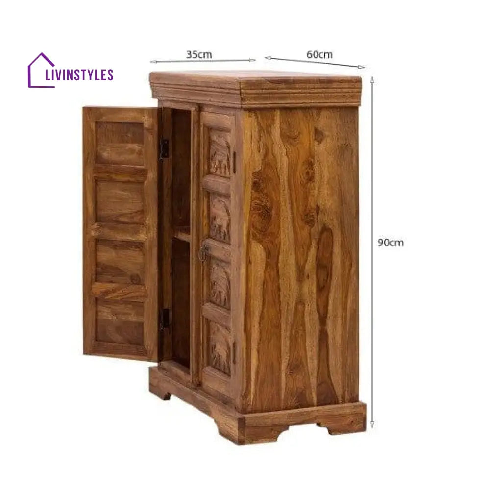 Sheesham Wood Storage Gajraj Cabinet 60X35X90 Cm | Book Sideboard (Honey Finish)