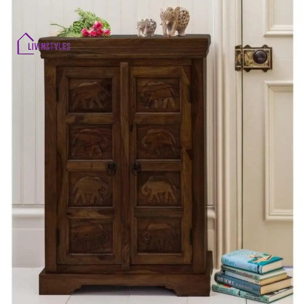 Sheesham Wood Storage Gajraj Cabinet 60X35X90 Cm | Book Sideboard (Walnut Finish)