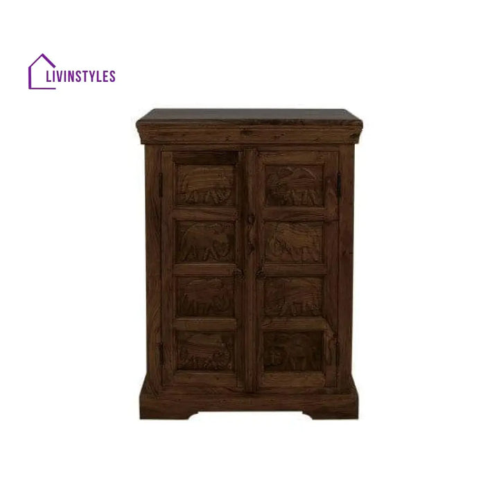 Sheesham Wood Storage Gajraj Cabinet 60X35X90 Cm | Book Sideboard (Walnut Finish)