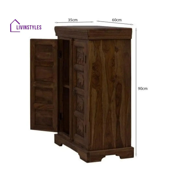 Sheesham Wood Storage Gajraj Cabinet 60X35X90 Cm | Book Sideboard (Walnut Finish)