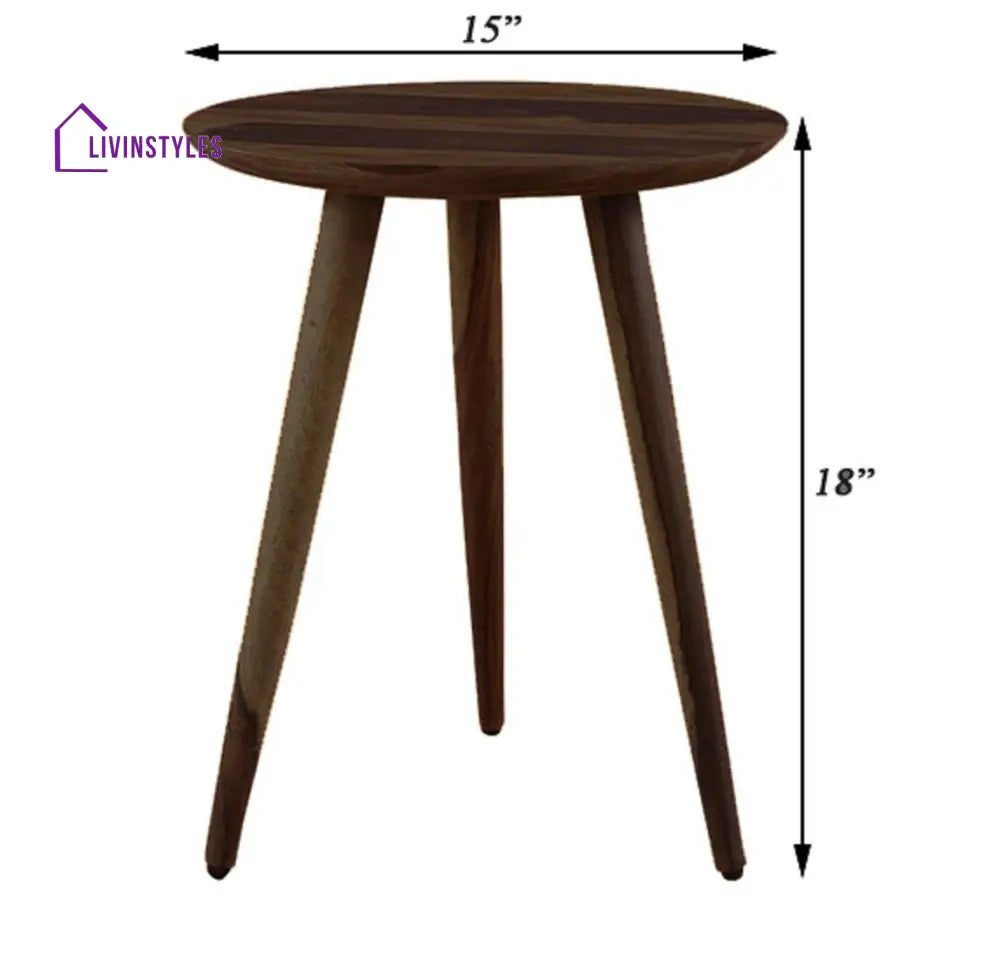 Sheesham Wood Tripod Stool In Walnut Finish