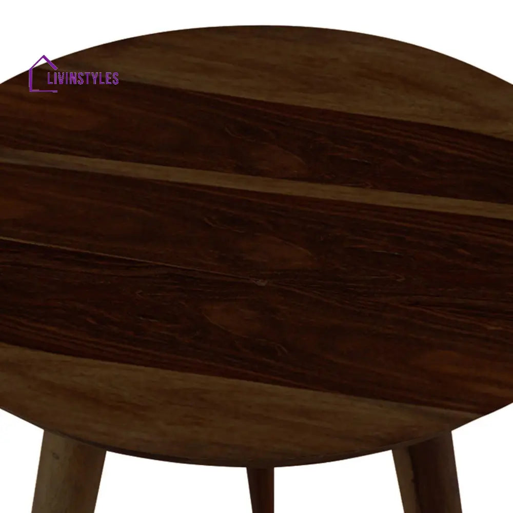 Sheesham Wood Tripod Stool In Walnut Finish