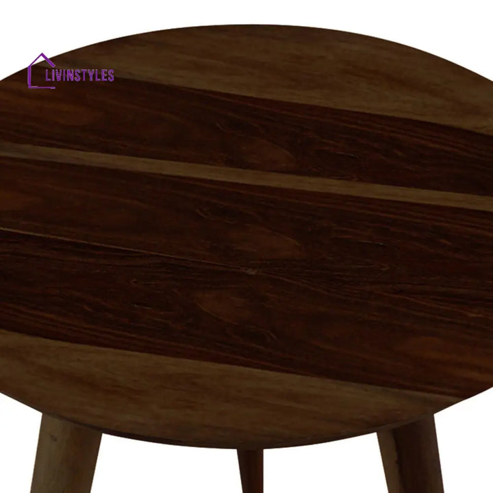 Sheesham Wood Tripod Stool In Walnut Finish