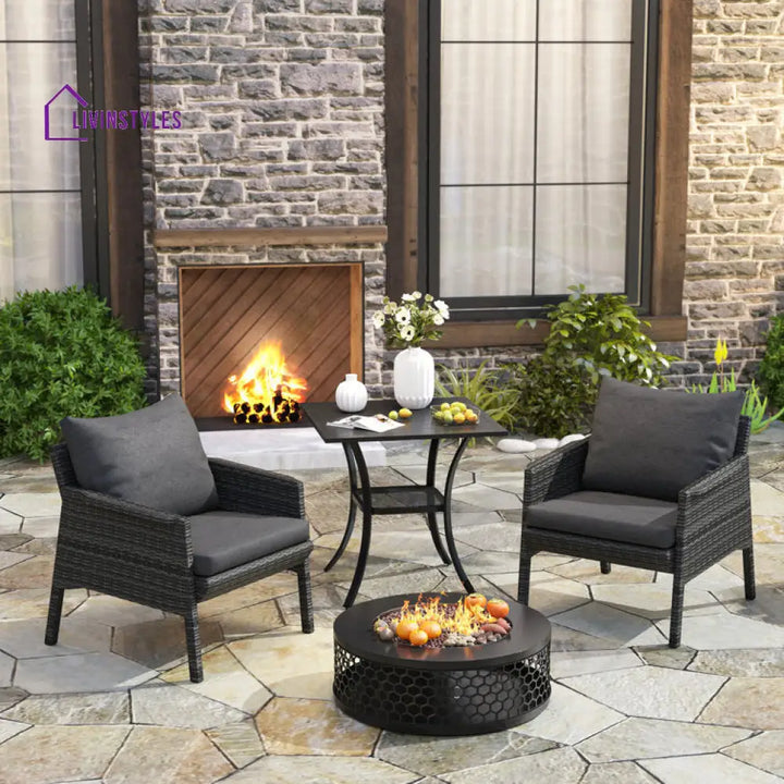 Shersha Square Outdoor Set With Cushions (Set Of 3)