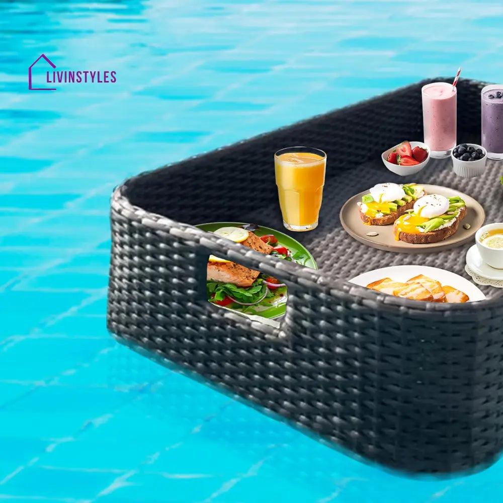 Shiwani Luxury Floating Serving Tray For Swimming Pool - Brown (Rectangle)