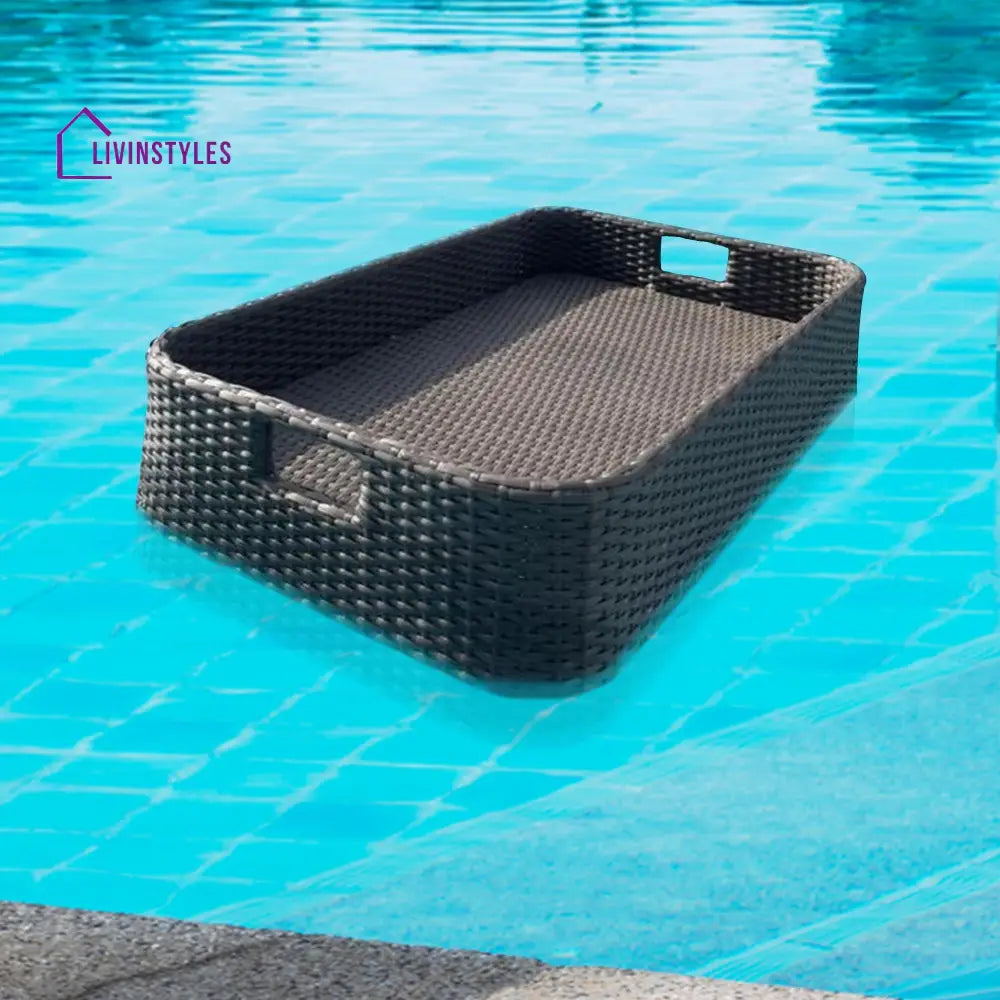 Shiwani Luxury Floating Serving Tray For Swimming Pool - Brown (Rectangle)