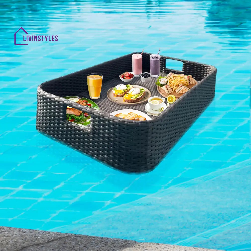 Shiwani Luxury Floating Serving Tray For Swimming Pool - Brown (Rectangle)