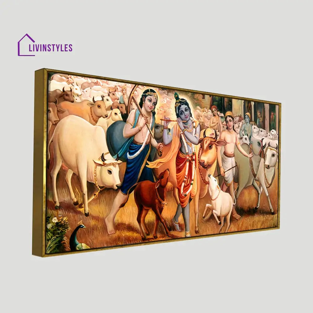 Shree Krishna With Balram Canvas Wall Painting