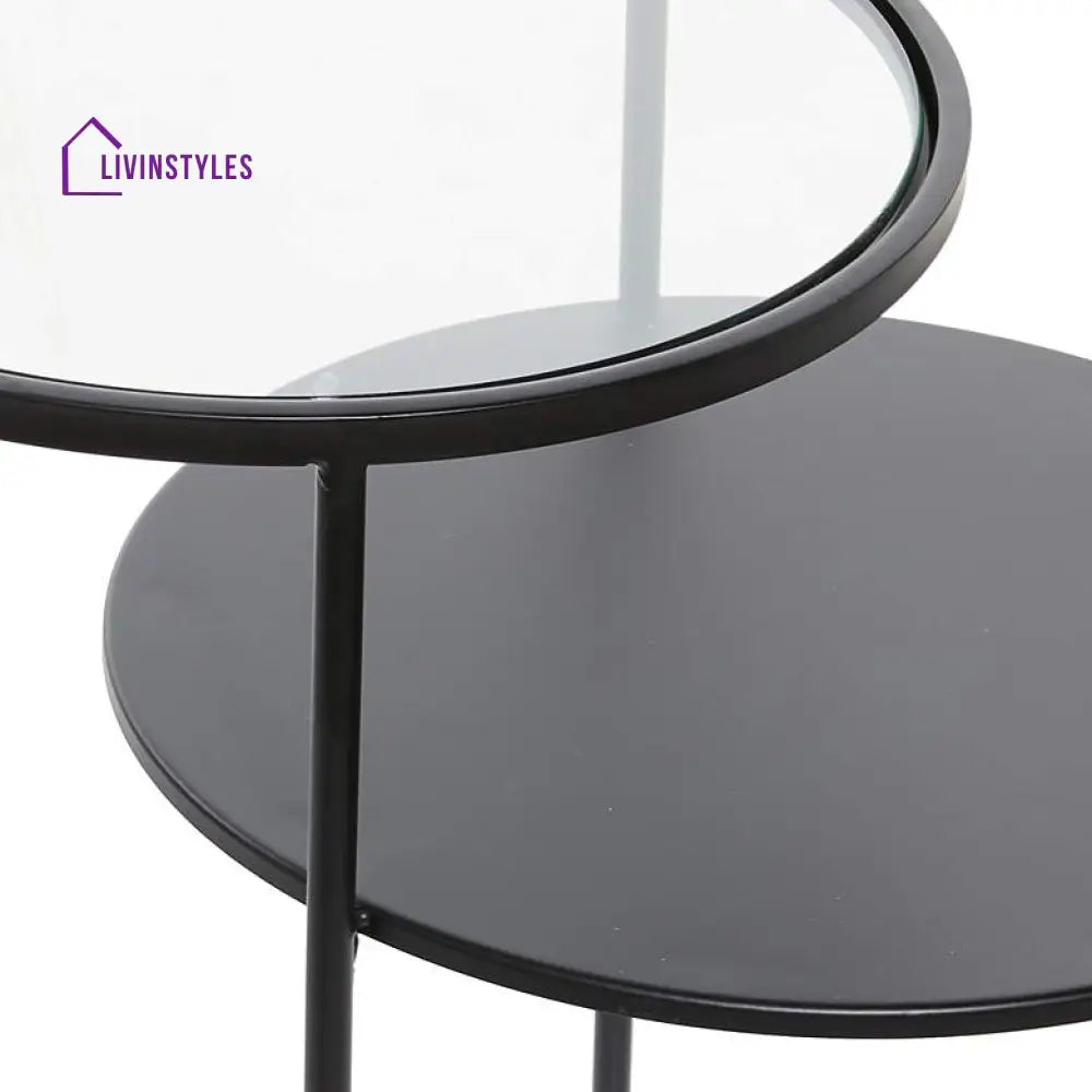 Shreya Metal And Glass Table Side For Living Room