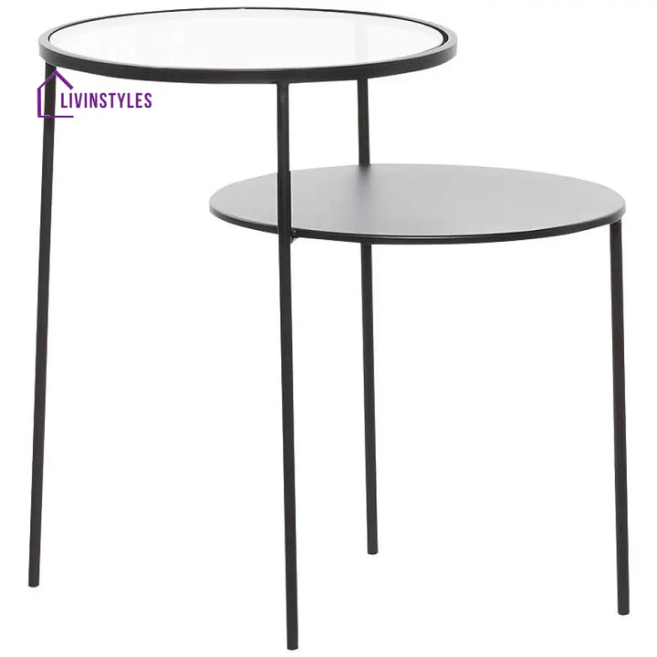 Shreya Metal And Glass Table Side For Living Room