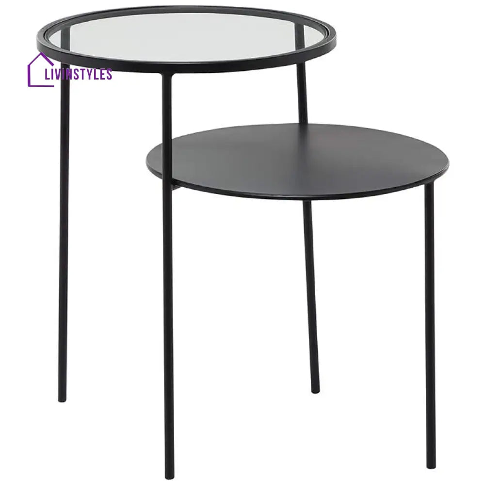 Shreya Metal And Glass Table Side For Living Room