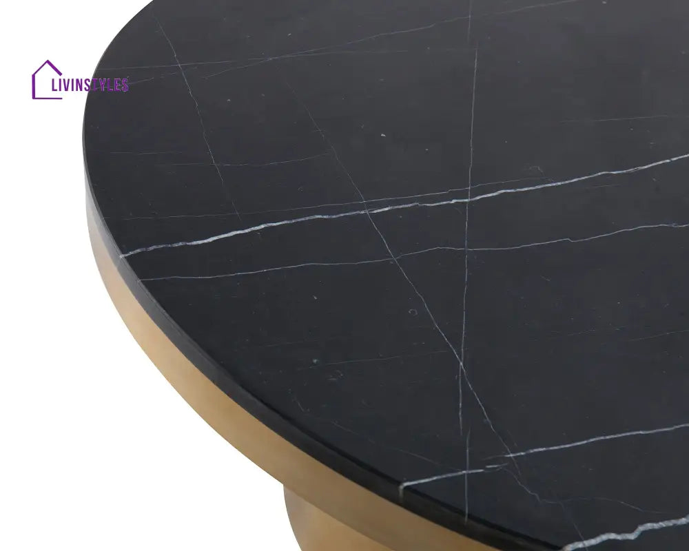 Shreya Round Coffee Table - Black Marble Living