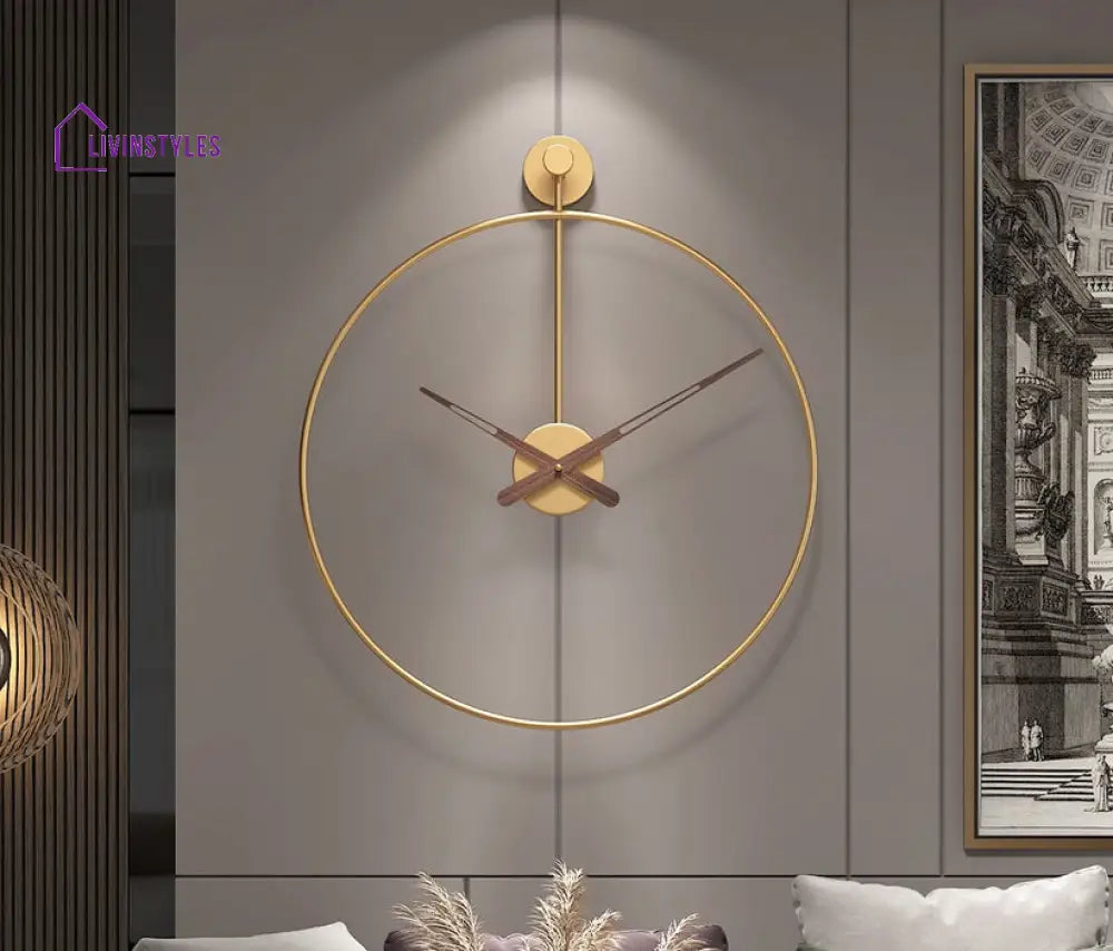 Simran Golden Metal Wall Clock