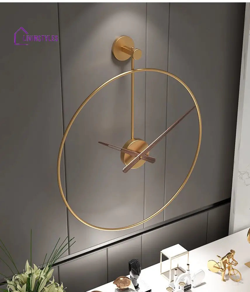 Simran Golden Metal Wall Clock