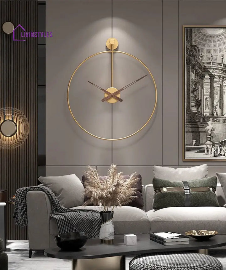 Simran Golden Metal Wall Clock