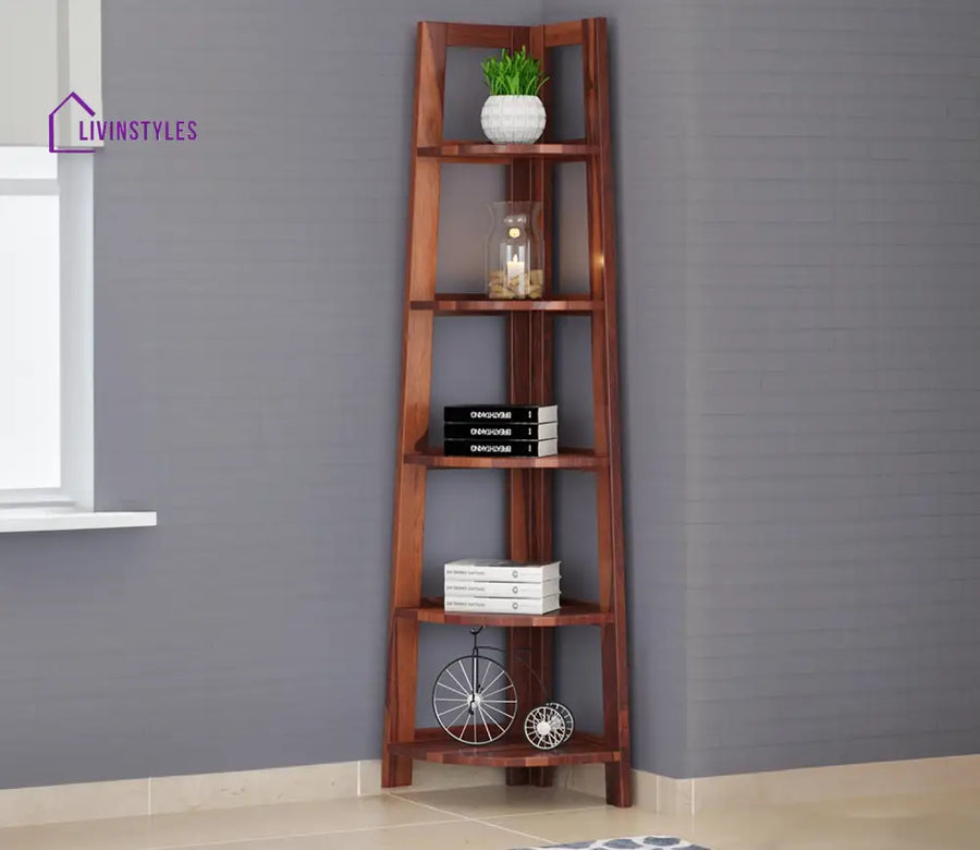 Simran Sheesham Wood Book Shelf (Honey Finish