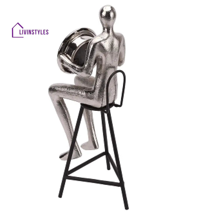 Sitting Man Clock Silver