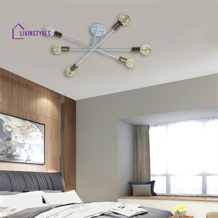 Six Head Sputnik White Mordern Chandelier By Ss Lightings Hybrid Chandeliers