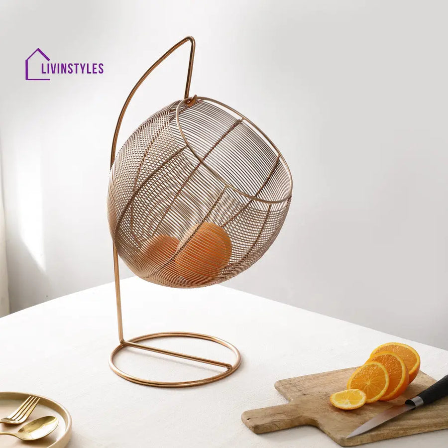 Skye’s Fruit & Bread Basket In Copper Finish Basket