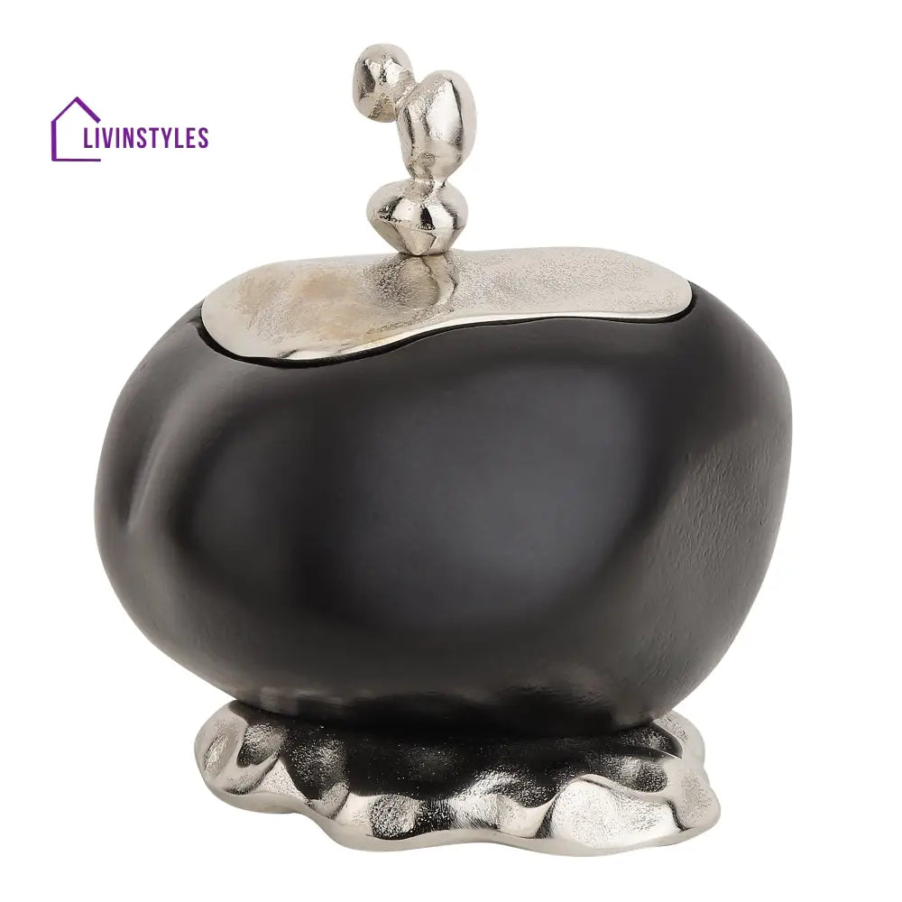 Slatepebble Box In Black Silver Pebble Box