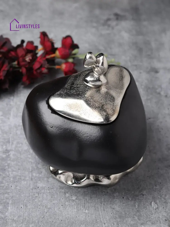 Slatepebble Box In Black Silver Pebble Box