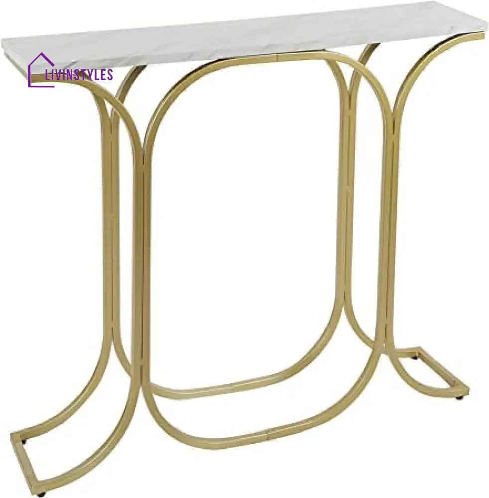 Sleek Entryway Elegance Rectangular White Marble Console Table