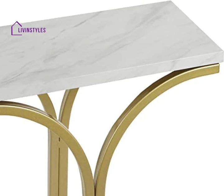 Sleek Entryway Elegance Rectangular White Marble Console Table