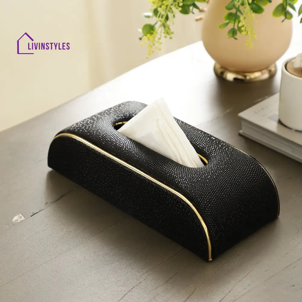 Sleek Slant Leather Napkin Box Napkin Box