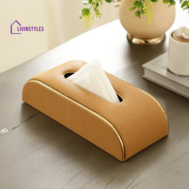 Sleek Slant Leather Napkin Box Napkin Box