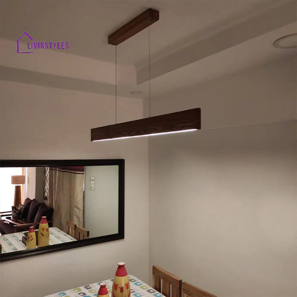 Slimline 48 Brown Wooden Led Hanging Lamp Lamps