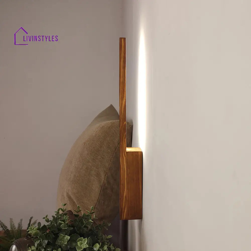 Slimline Brown Wooden Led Wall Light Lights