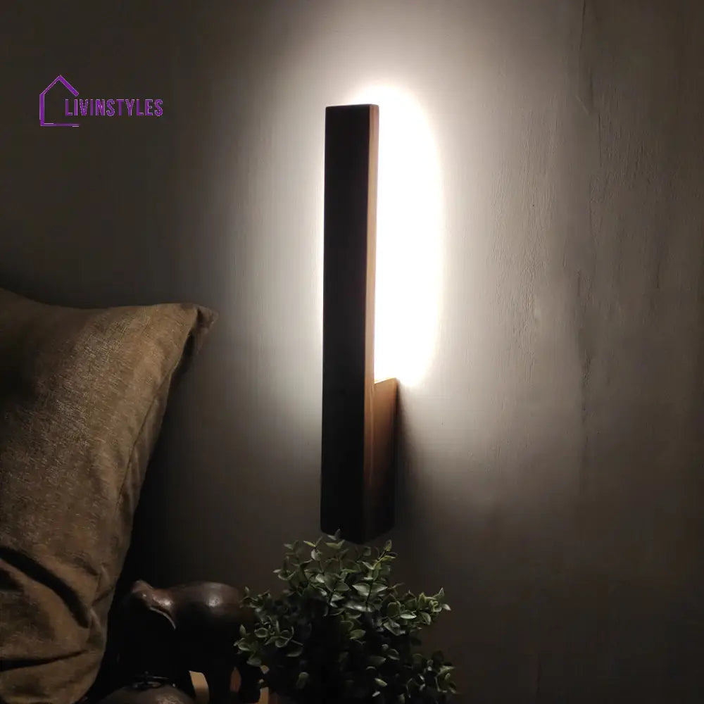 Slimline Brown Wooden Led Wall Light Lights