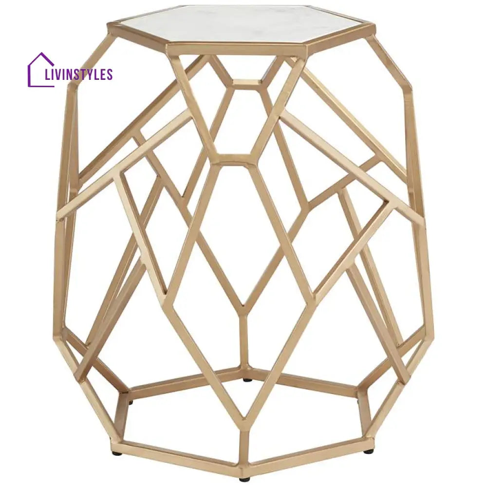 Sneha Metal And Marble Top Side Table For Living Room