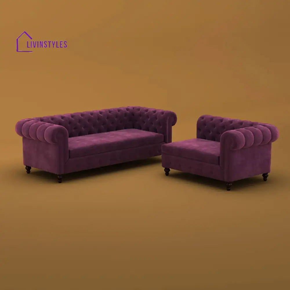 Snehlata L Shaped Sofa | Corner (Velvet Dark Purple)