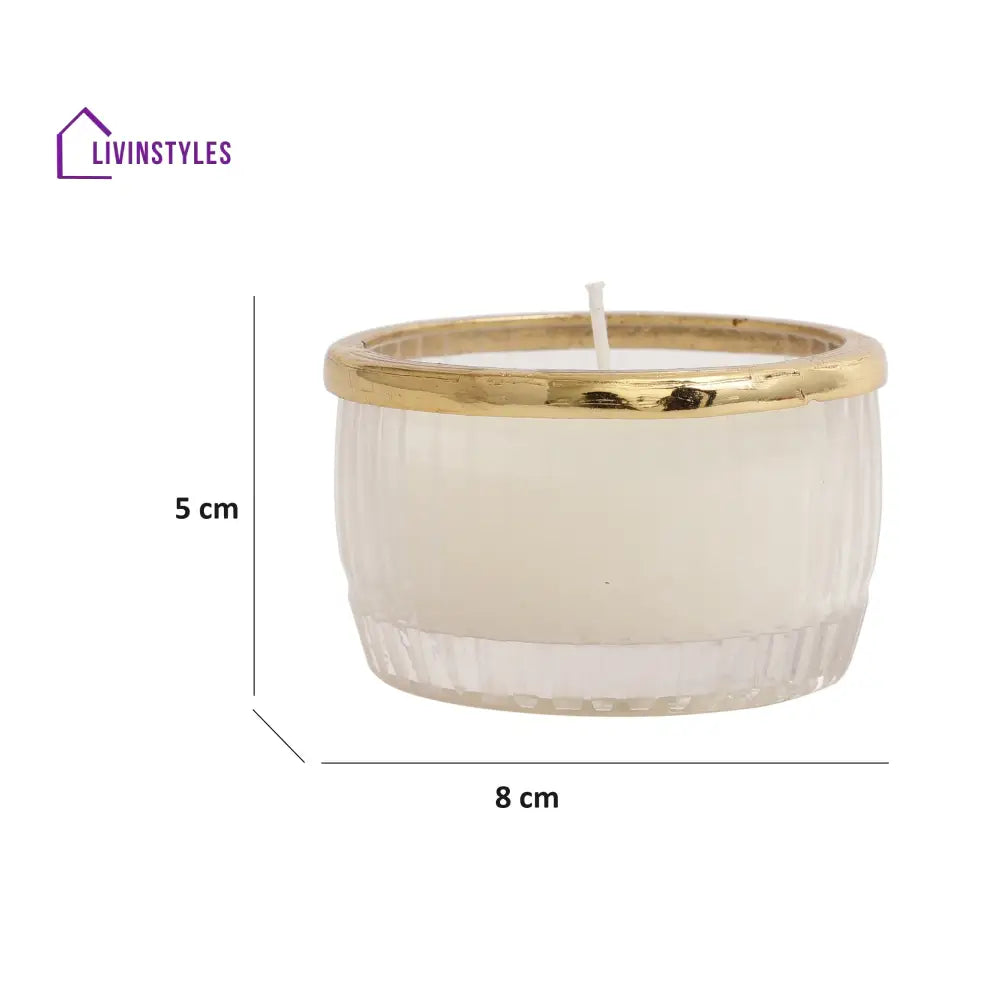 Snowy Whisper White Scented Candle Glass Jar With Golden Ring