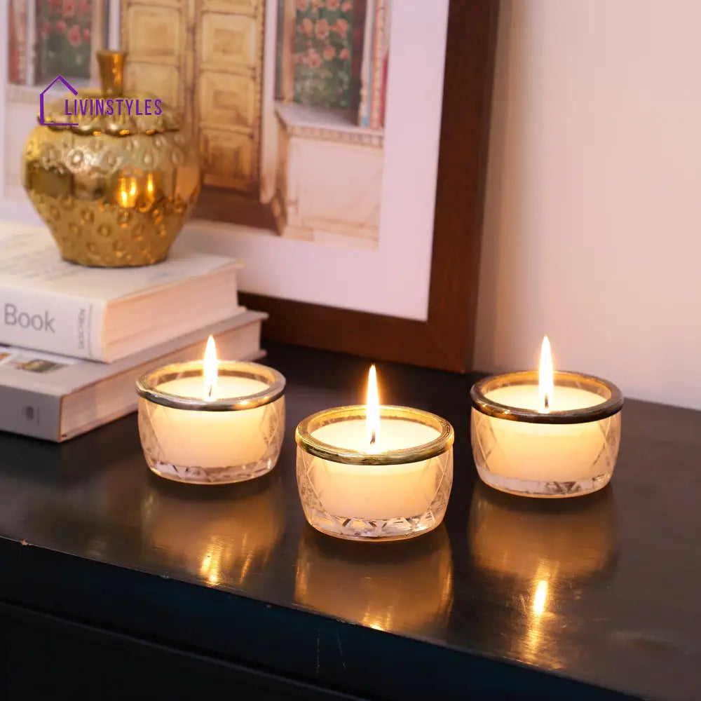 Snowy Whisper White Scented Candle Jar With Golden Ring