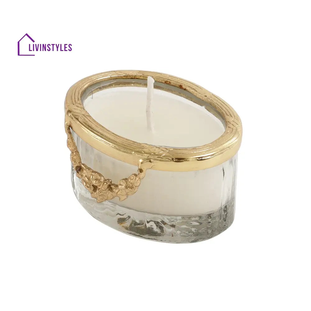 Snowy Whisper White Scented Candle Jar With Golden Ring