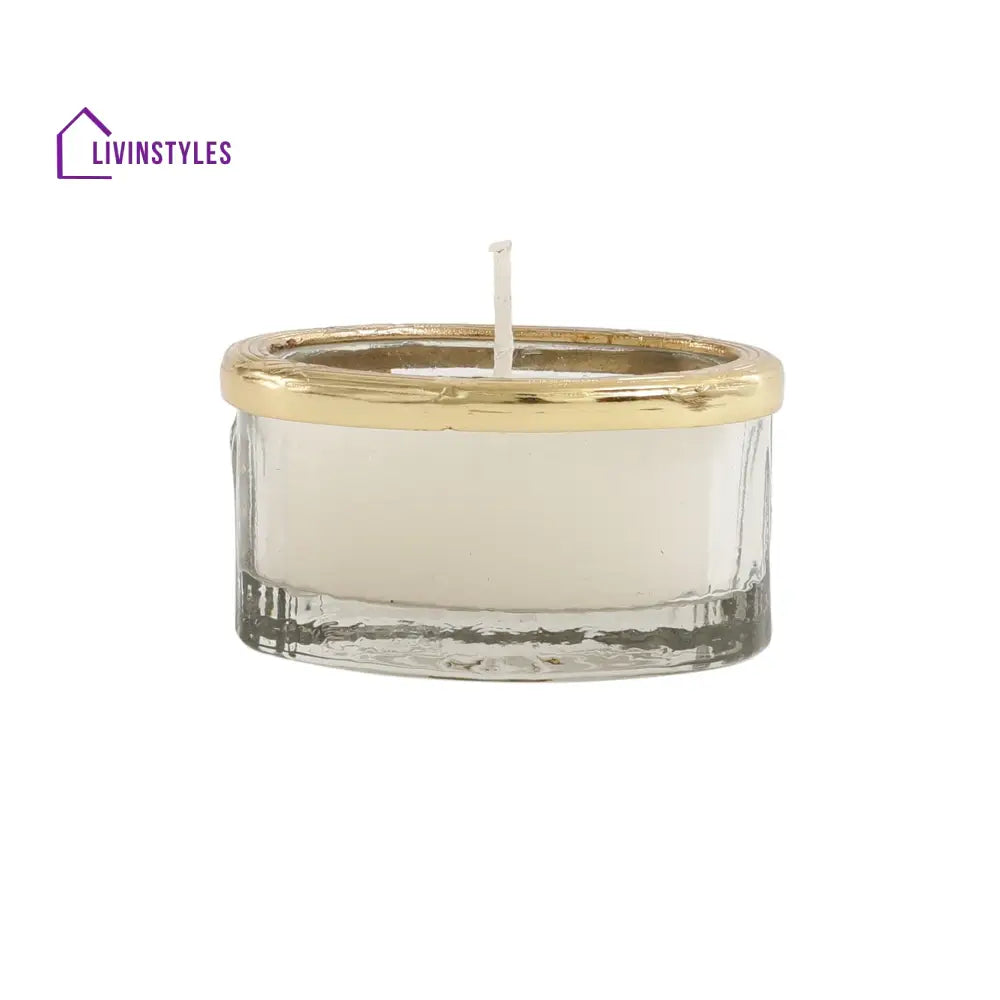 Snowy Whisper White Scented Candle Jar With Golden Ring