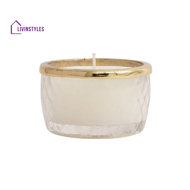 Snowy Whisper White Scented Candle Jar With Golden Ring