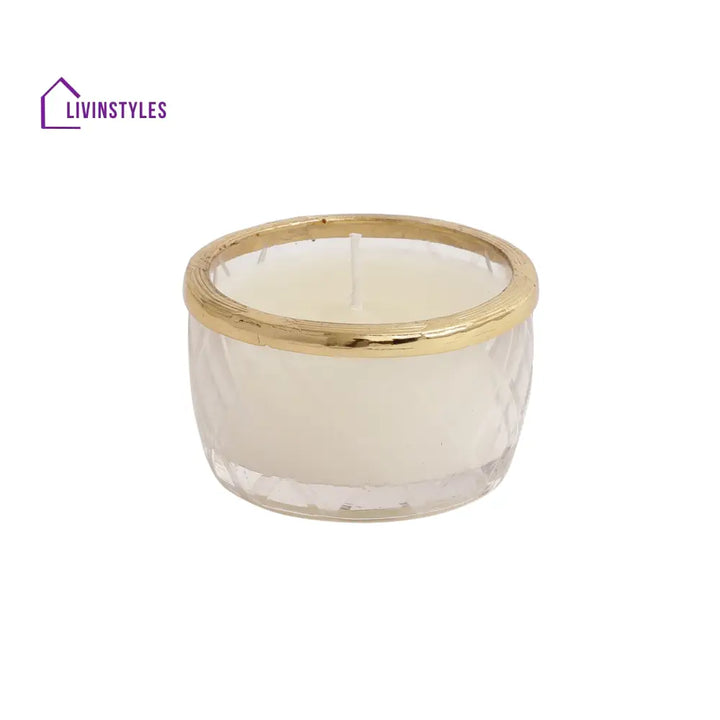 Snowy Whisper White Scented Candle Jar With Golden Ring