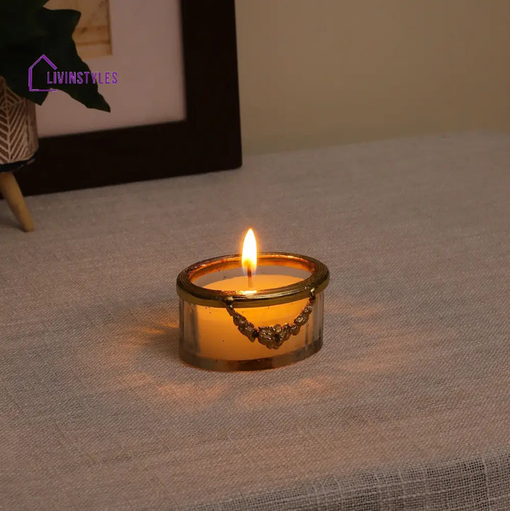 Snowy Whisper White Scented Candle Jar With Golden Ring