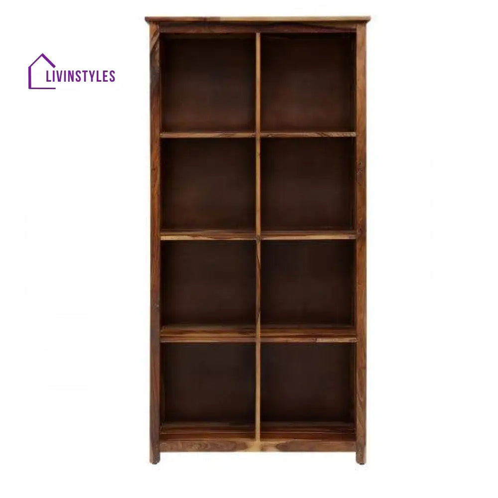 Solid Sheesham Wood Large Vertical Bookshelf Strip Design (Standard Honey Finish)