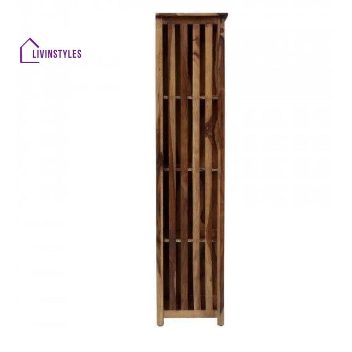 Solid Sheesham Wood Large Vertical Bookshelf Strip Design (Standard Honey Finish)