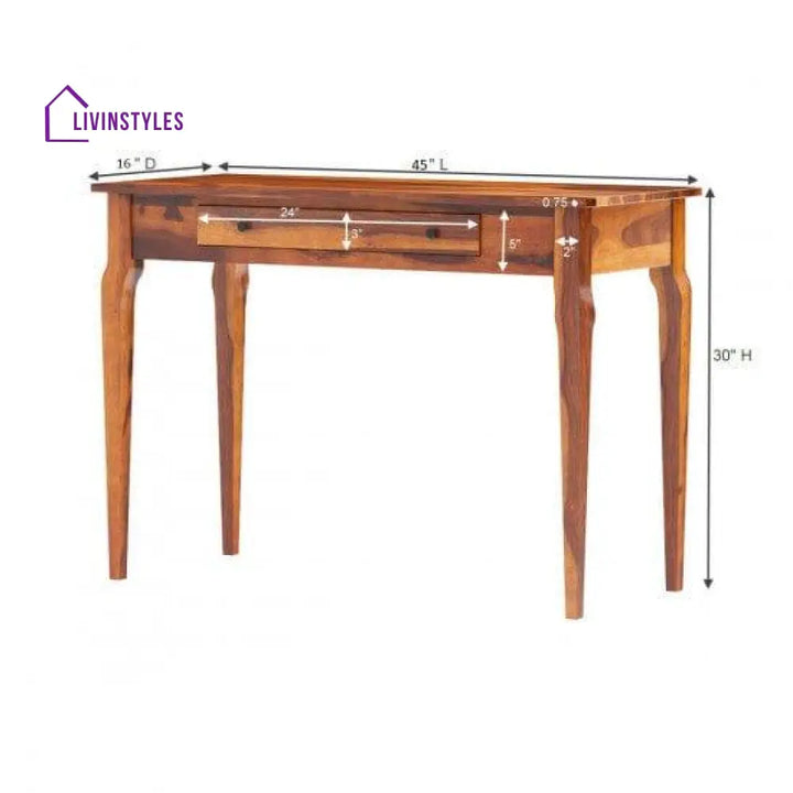 Solid Sheesham Wood Modern Console Table (Standard Honey Finish)