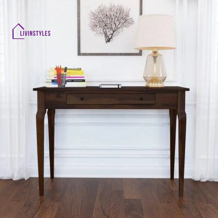 Solid Sheesham Wood Modern Console Table (Standard Walnut Finish)